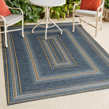 Argo Classic Nautical Mitre Stripe Reversible Machine-Washable Indoor/Outdoor Area Rug